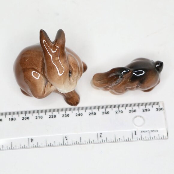 Vintage Beswick England Brown Rabbit Bunny Figurine Pair - Wildlife Collection - Picture 5 of 8